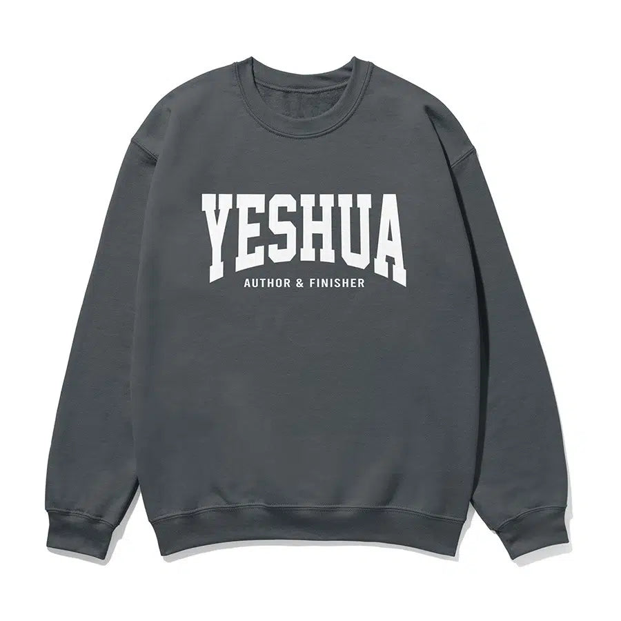 Yeshua Author & Finisher Unisex Sweatshirt in charcoal color