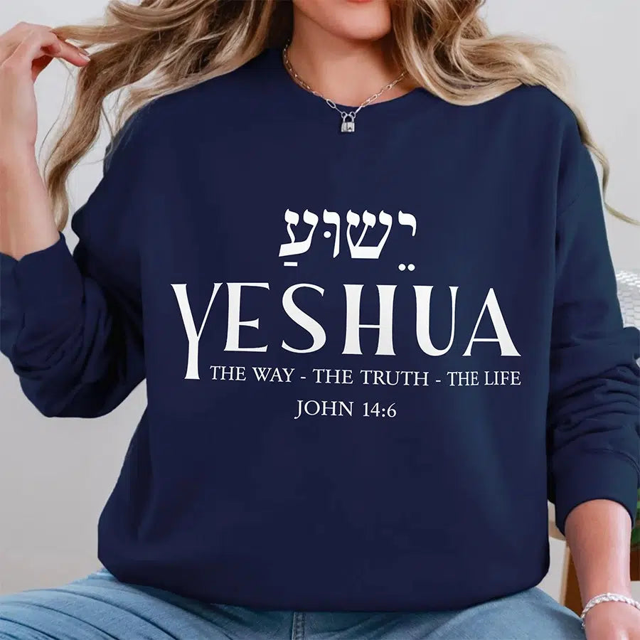 Yeshua The Way The Truth The Life Unisex Sweatshirt in navy color