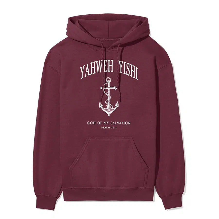 Yahweh Yishi Unisex Hoodie in maroon color
