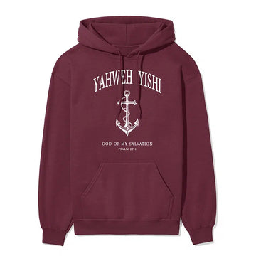 Yahweh Yishi Unisex Hoodie in maroon color
