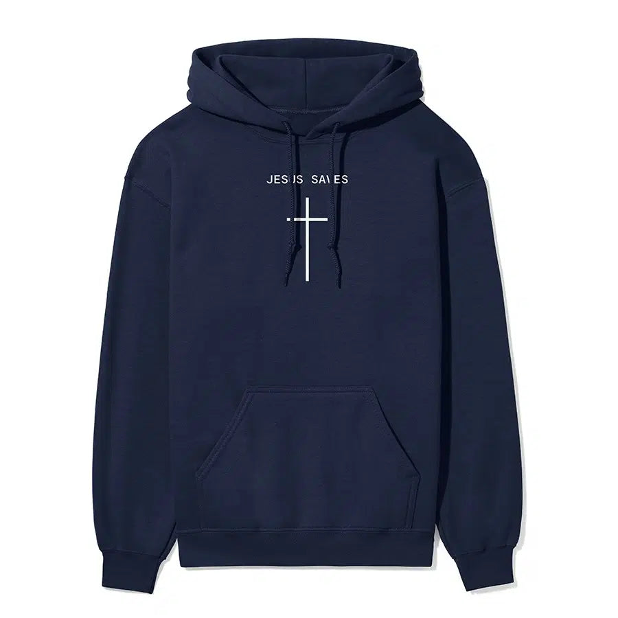 Jesus Saves Cross Unisex Hoodie in navy color