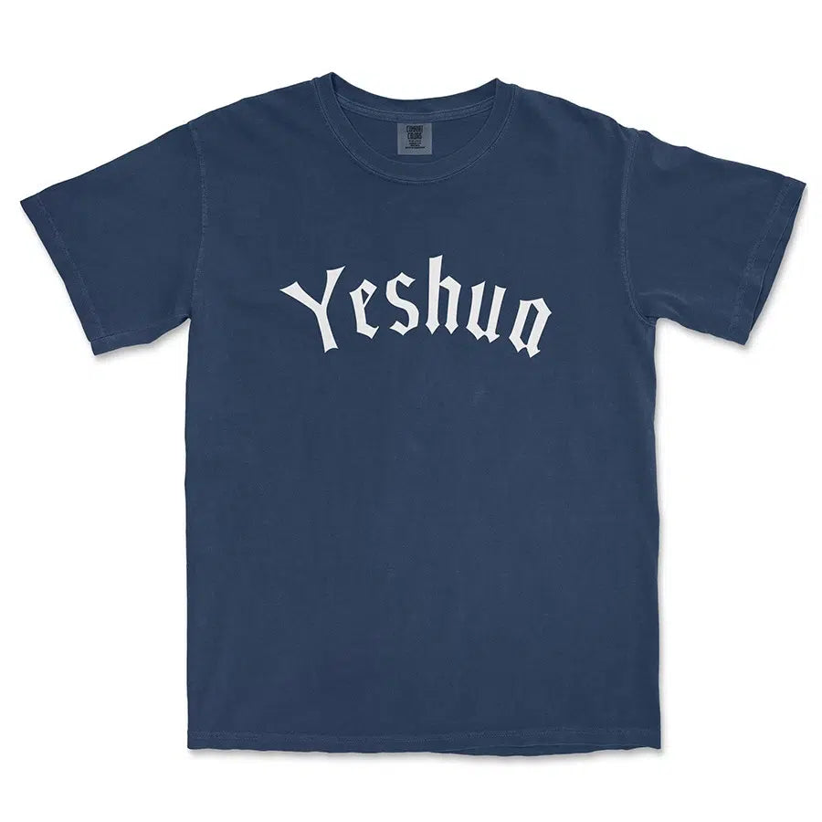 Yeshua Old English Unisex Tee in navy color