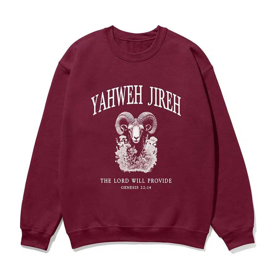 Yahweh Jireh Unisex Sweatshirt in maroon color