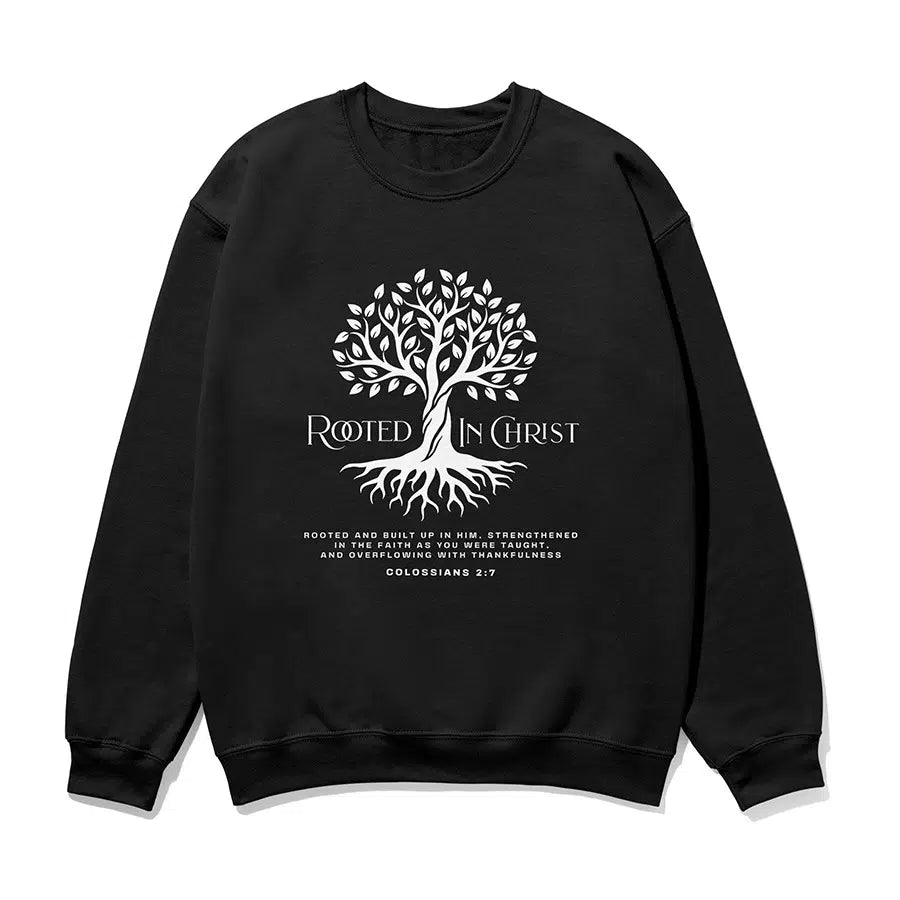 Rooted in Christ Unisex Sweatshirt in black color