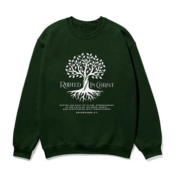 Rooted in Christ Unisex Sweatshirt in forest color