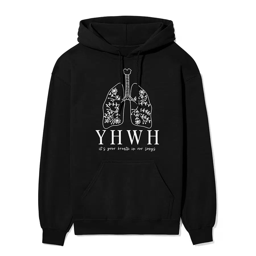 YHWH Lungs Unisex Hoodie in charcoal color
