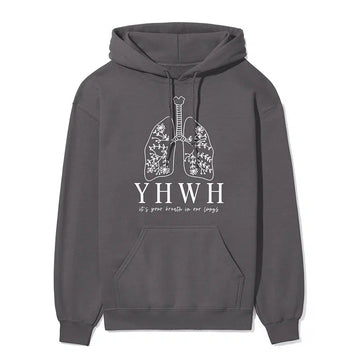 YHWH Lungs Unisex Hoodie in charcoal color