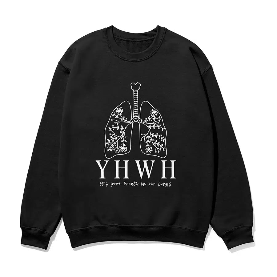 YHWH Lungs Unisex Sweatshirt in black color