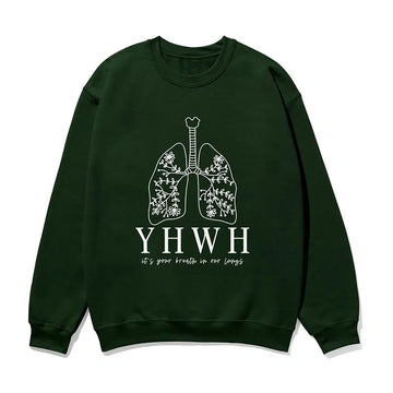 YHWH Lungs Unisex Sweatshirt in forest color