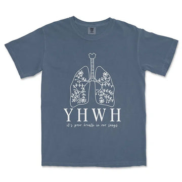 YHWH Lungs Unisex Tee in Denim color