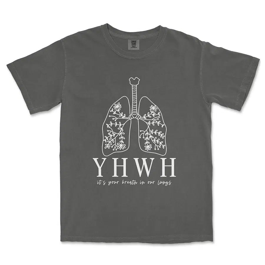 YHWH Lungs Unisex Tee in pepper color