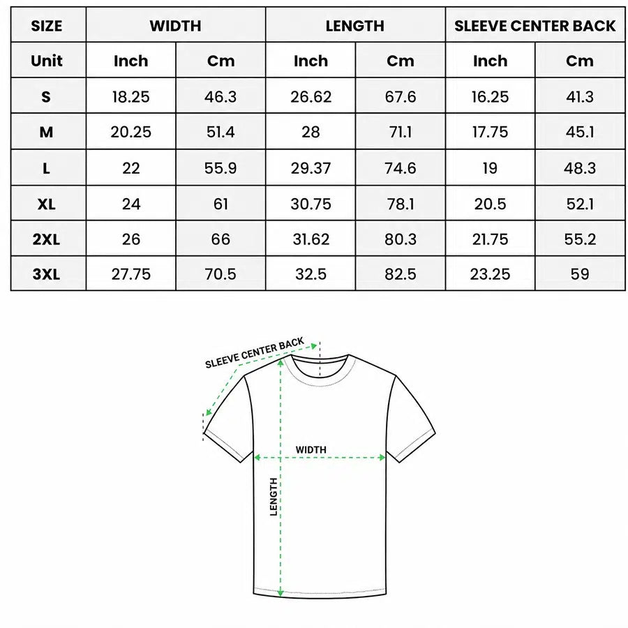 T-Shirt Size Chart