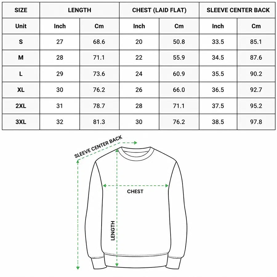 Sweatshirt Size Chart
