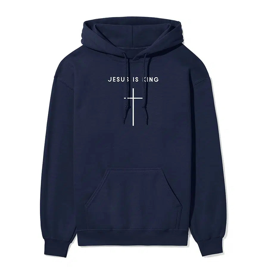Jesus is King Cross Unisex Hoodie in navy color
