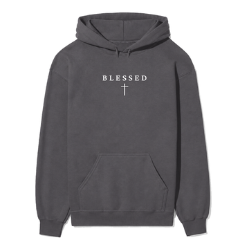 Blessed Cross Christian hoodie in charcoal