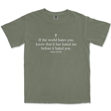 John 15:18 Christian t-shirt in Moss