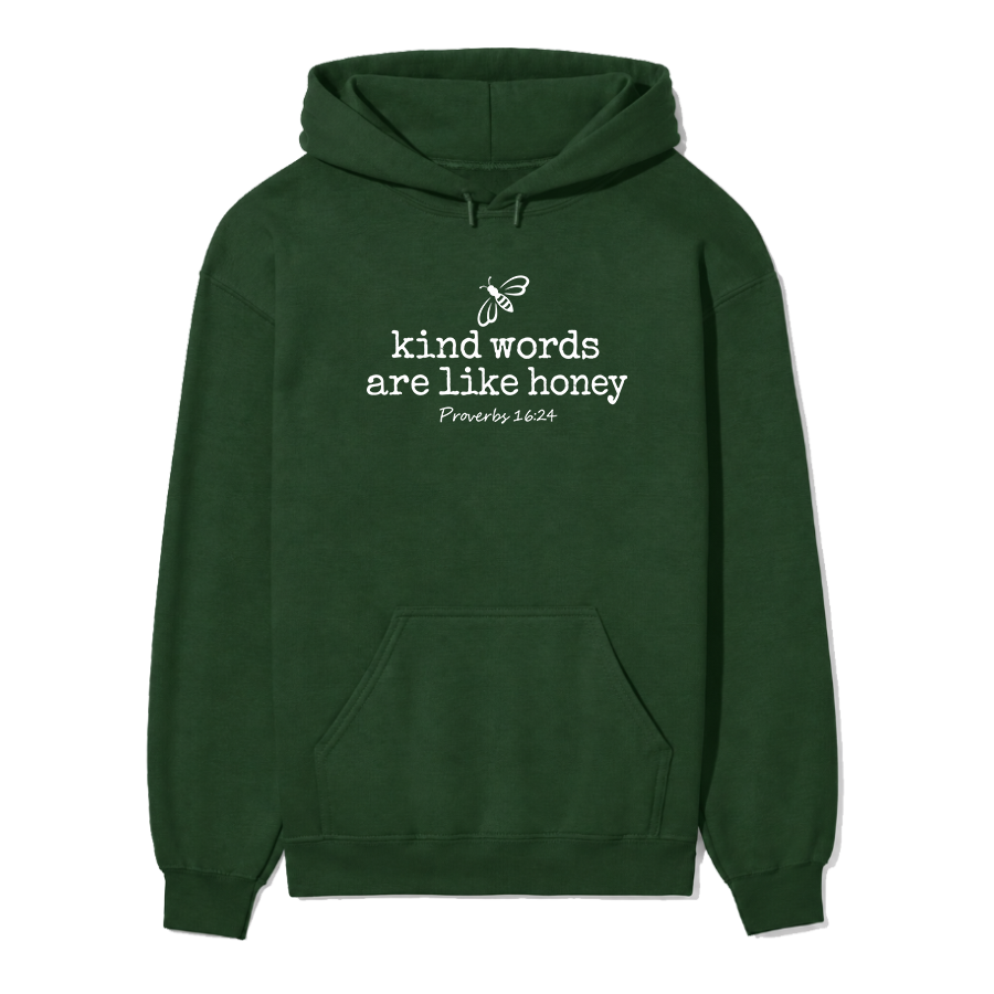 Kind Words Are Like Honey Christian hoodie in forest