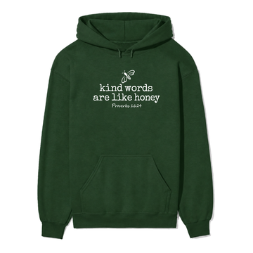 Kind Words Are Like Honey Christian hoodie in forest
