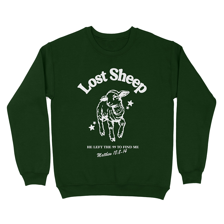 Lost Sheep Unisex Christian Sweatshirt in forest