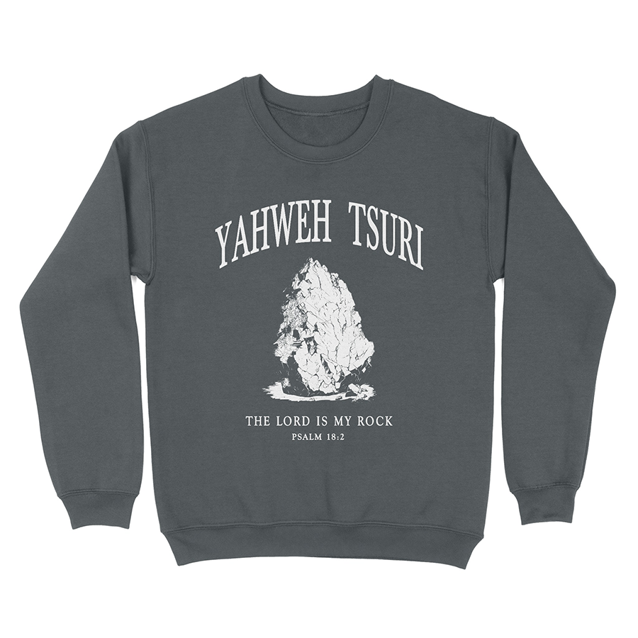 Yahweh Tsuri Unisex Christian Sweatshirt in charcoal