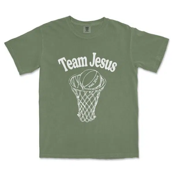 Team Jesus Unisex Tee in moss color